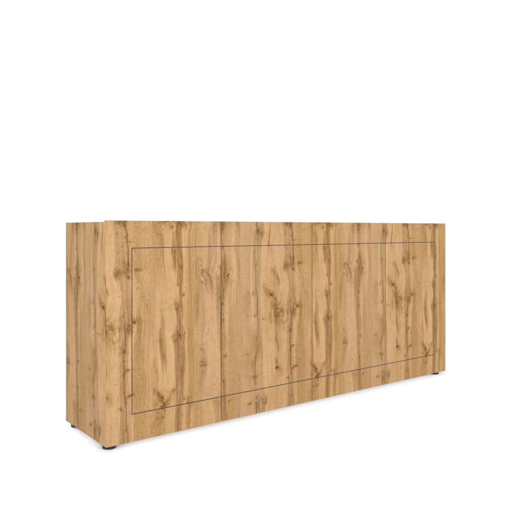 Grand buffet enfilade ELIOS effet chêne naturel 200 cm à 4 portes