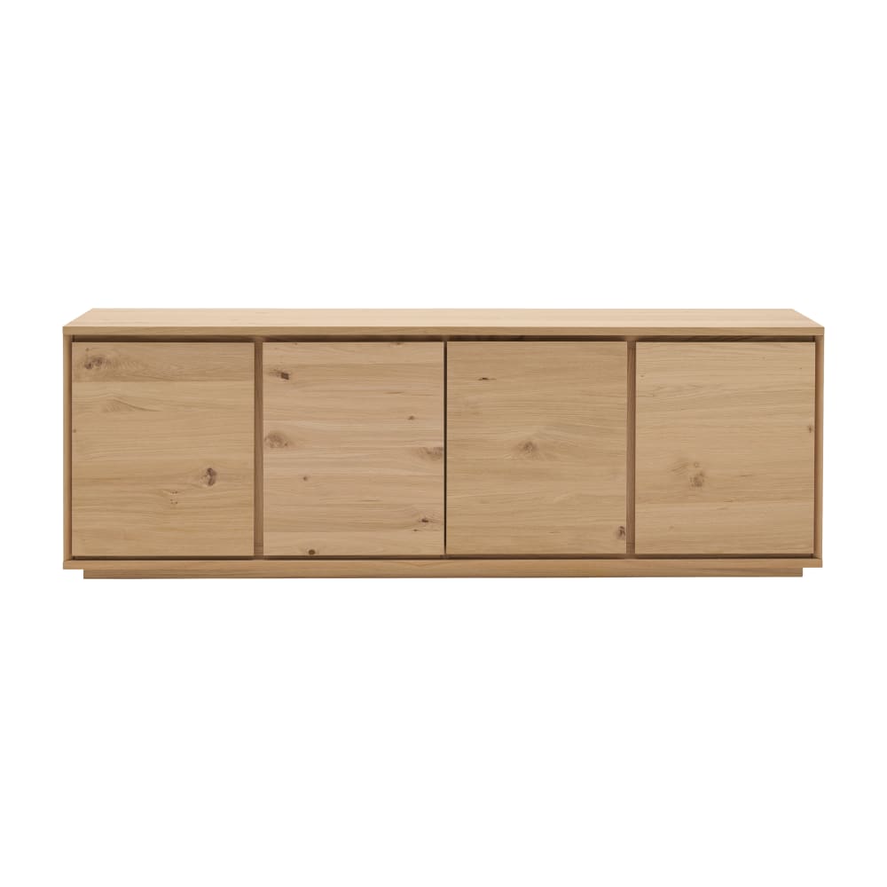 Buffet bas enfilade ALBIN 203 cm en placage chêne avec 4 portes