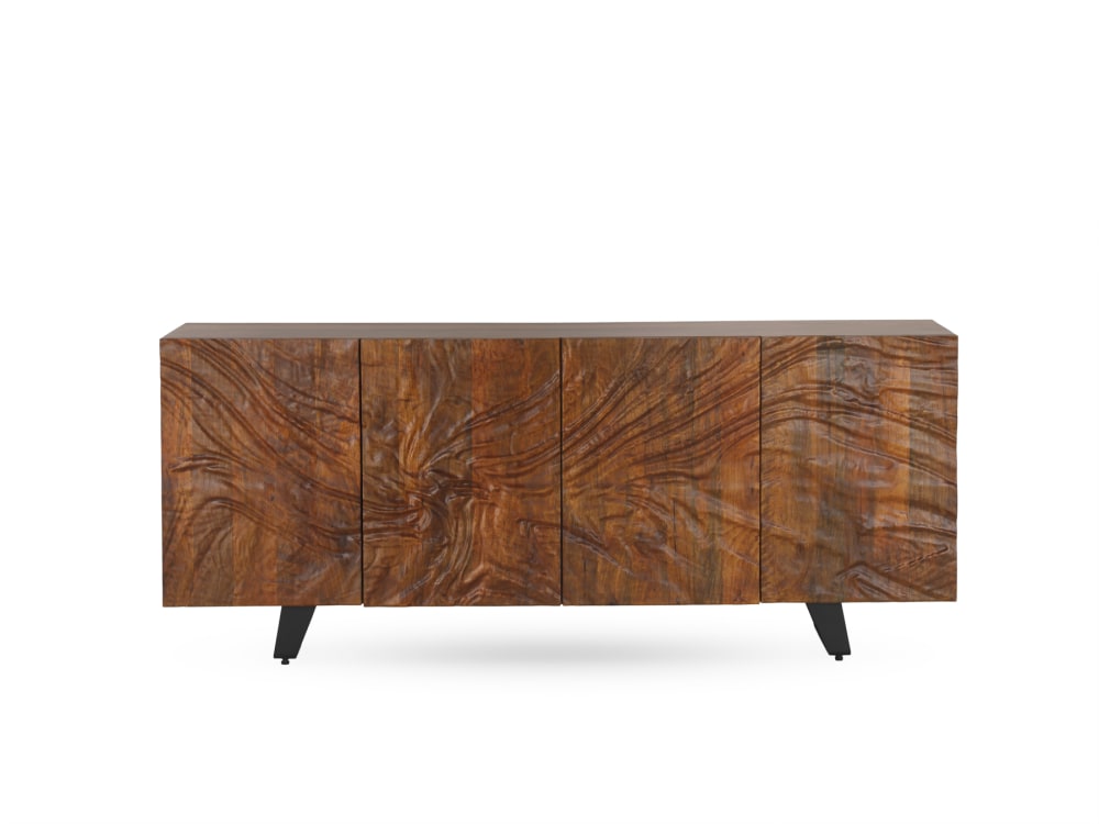 Buffet GEESE HOME 4 portes en manguier massif pieds en Y 177 cm