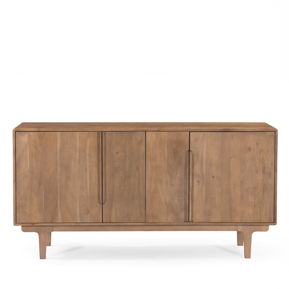 Buffet enfilade BOGOR en acacia massif bois foncé 150 cm avec 4 portes