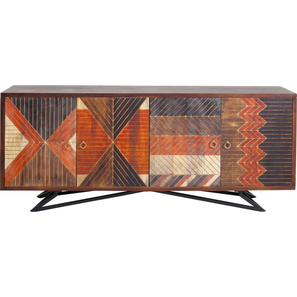 Grand buffet ethnique TOMAHAWK en manguier massif 177 cm avec 4 portes