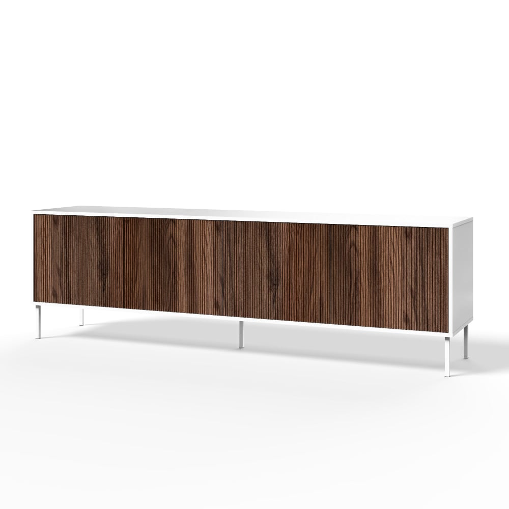 Buffet enfilade BUDAPEST effet chêne Rio et blanc mat 238 cm