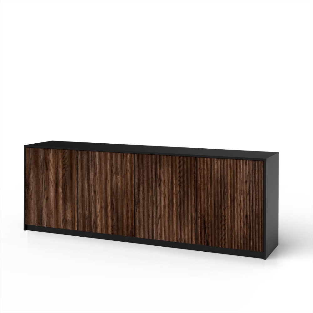 Buffet bahut BUDAPEST effet chêne Rio et noir mat 238 cm