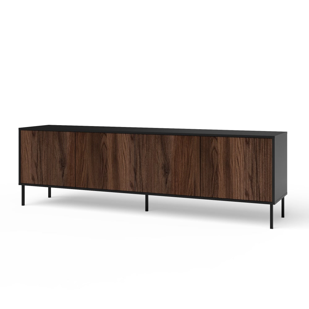 Buffet enfilade BUDAPEST effet chêne Rio et noir mat 238 cm