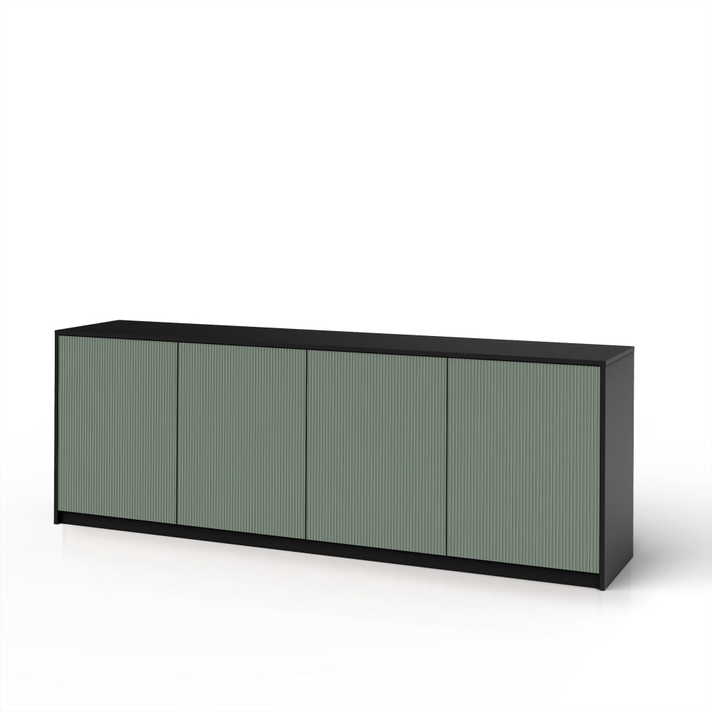 Buffet bahut BUDAPEST vert sauge et noir mat 238 cm