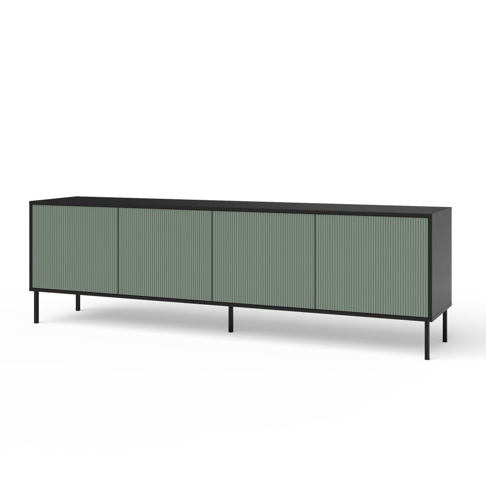 Grand buffet BUDAPEST vert sauge 238 cm sur pieds métal noir