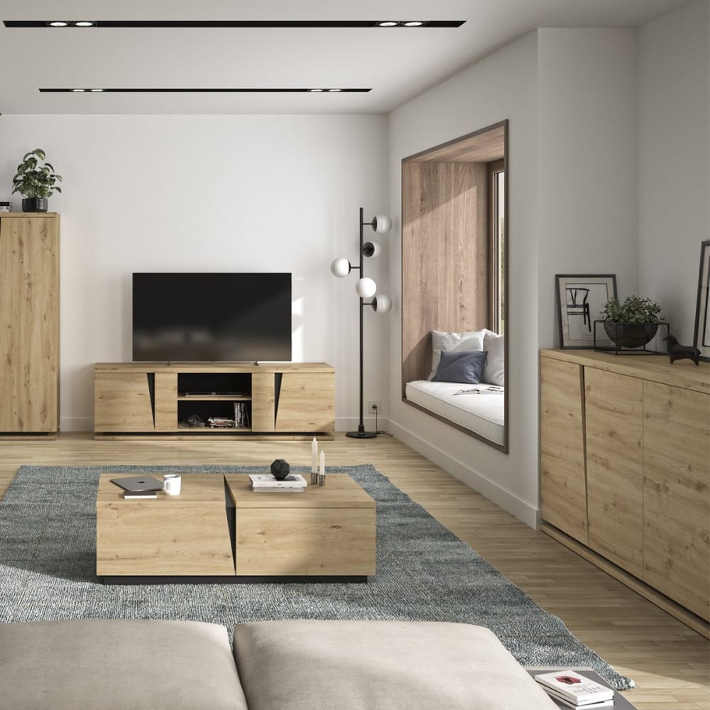 Buffet CRACK portes ouvertes sur le volume de rangement
