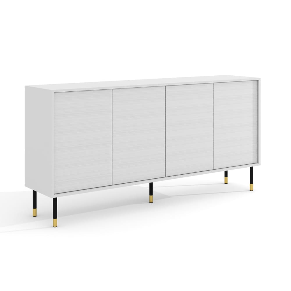 Buffet bas RANI blanc mat 180 cm sur pieds dorés