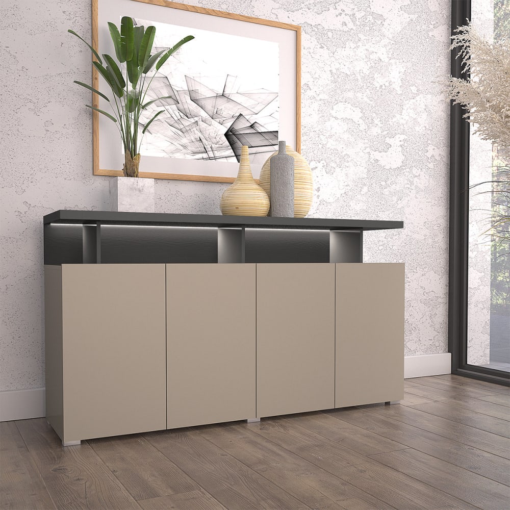 Détail des niches ouvertes du buffet OPIO