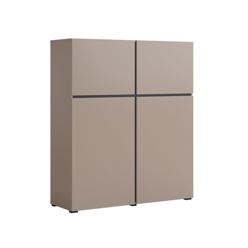 Buffet haut de rangement 4 portes en stratifié taupe 119 cm - LILIA