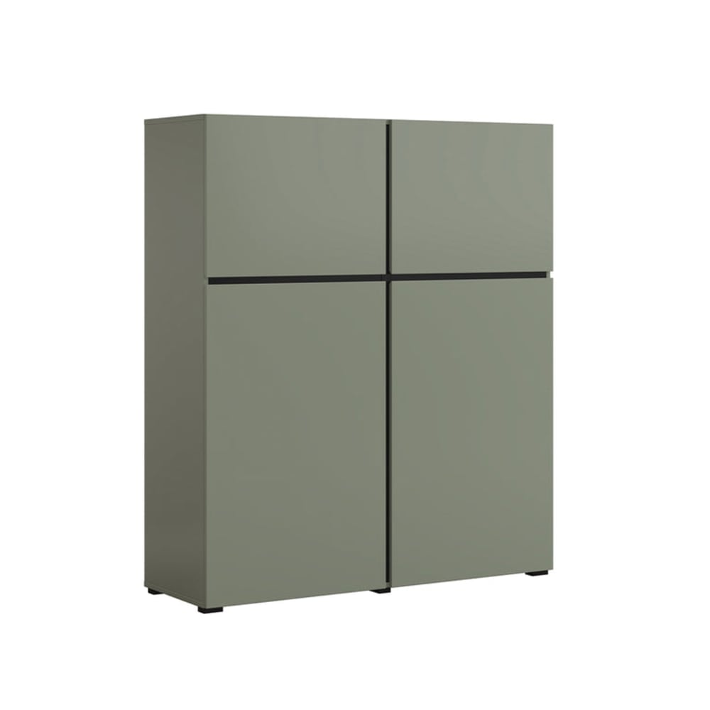 Buffet haut 4 portes vert en panneaux stratifiés 119 cm - LILIA