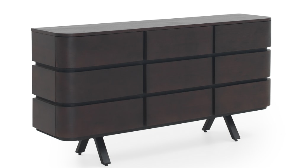 Buffet GEESE HOME plaqué wengué 160 cm avec 9 tiroirs et pieds métal