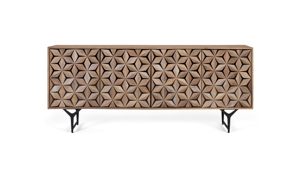 Buffet enfilade MYSORE en manguier massif fait main 177 cm à 4 portes