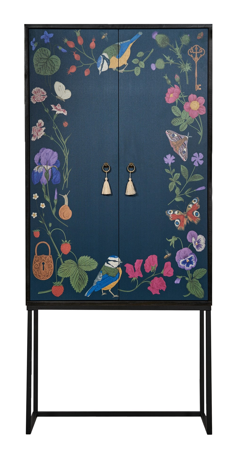 Buffet haut VERA imprimé floral vert et mauve 75 cm