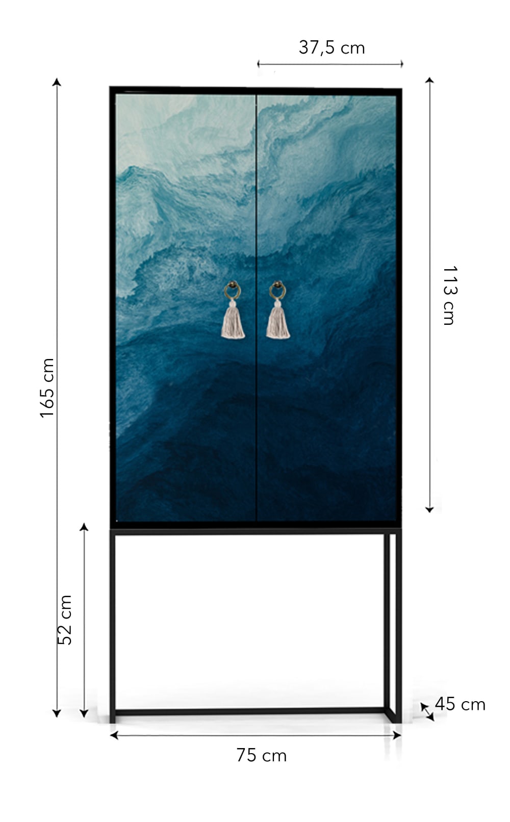 Buffet BLUE OCEAN portes ouvertes sur son rangement