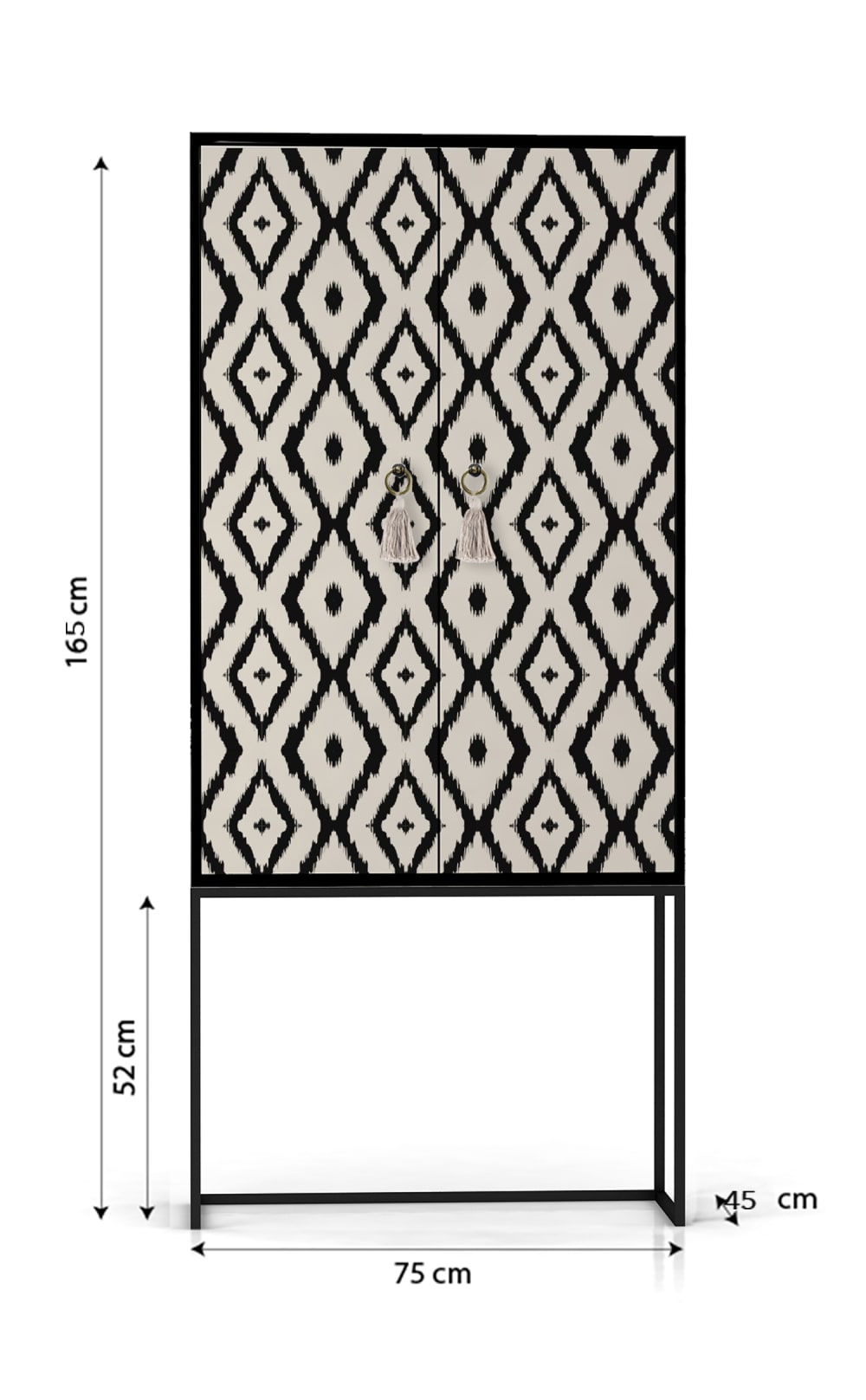 Buffet IKAT portes ouvertes sur son rangement