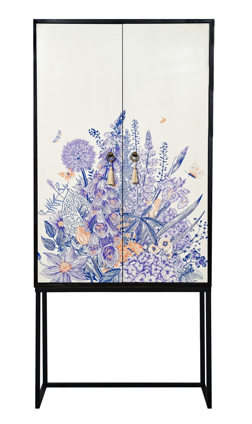 Buffet haut GINA imprimé floral bleu et violet 75 cm