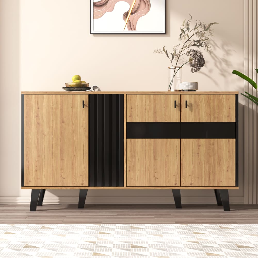 Buffet URBAN MEUBLE portes ouvertes sur ses étagères