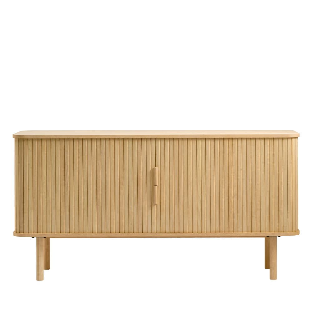 Buffet CALLAN bois clair à portes coulissantes striées 160 cm
