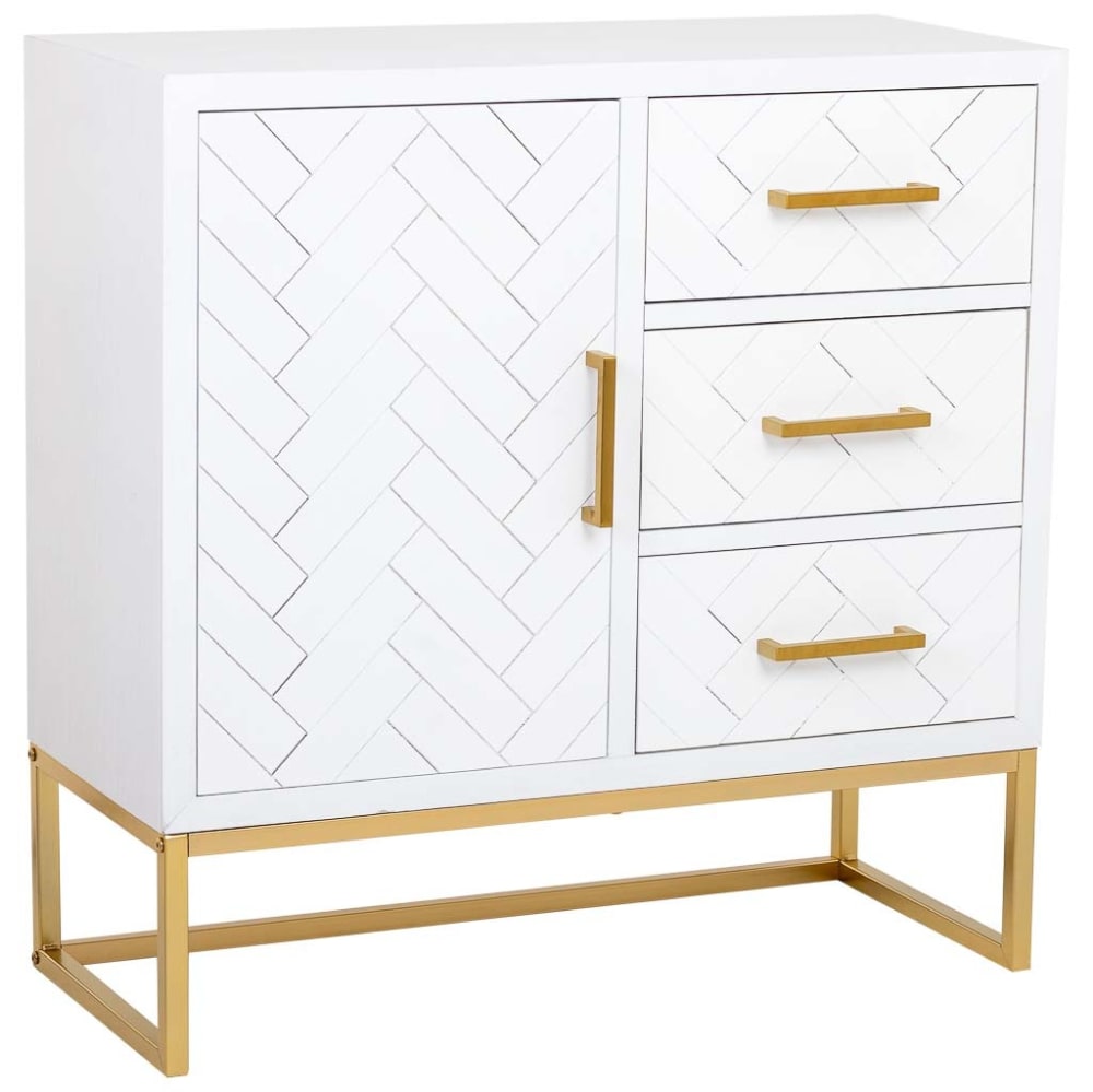 Petit buffet industriel MARTA bois et métal 80 cm avec 3 tiroirs