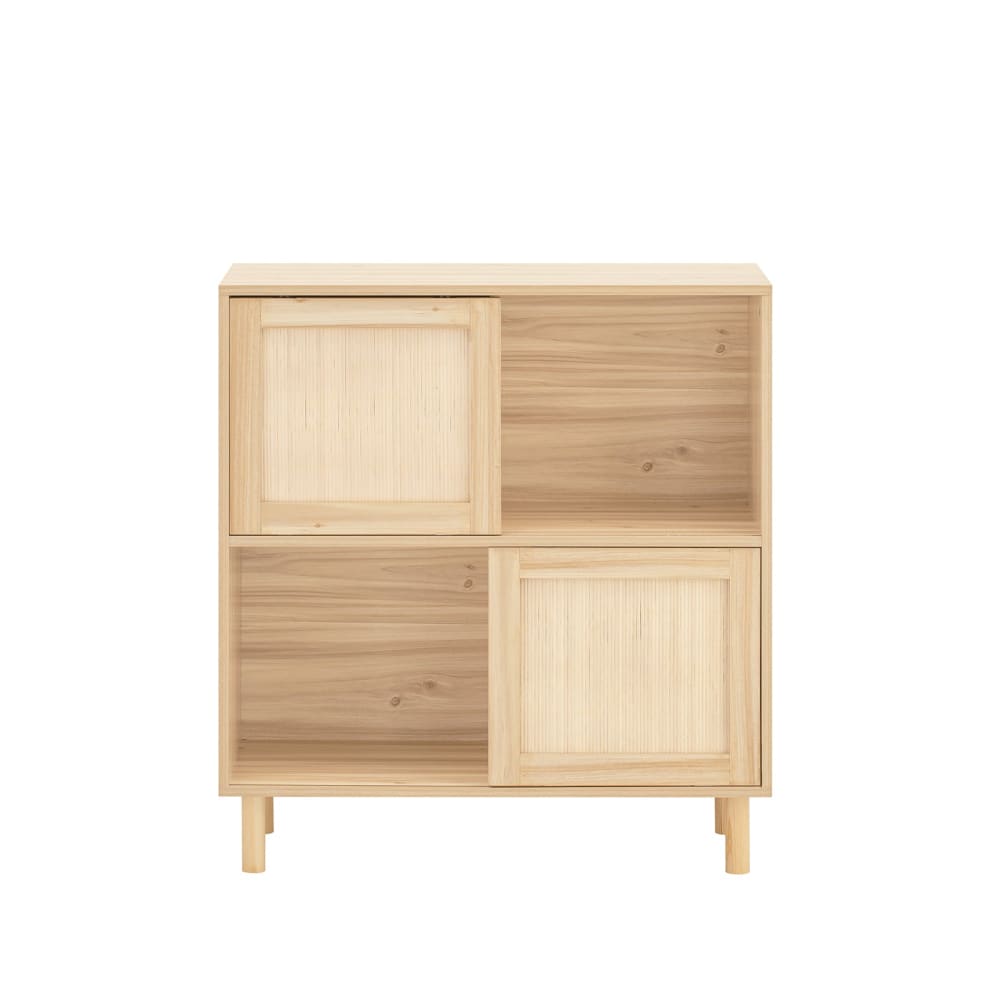 Buffet bas SOBUY 2 portes coulissantes en bambou naturel 80 cm