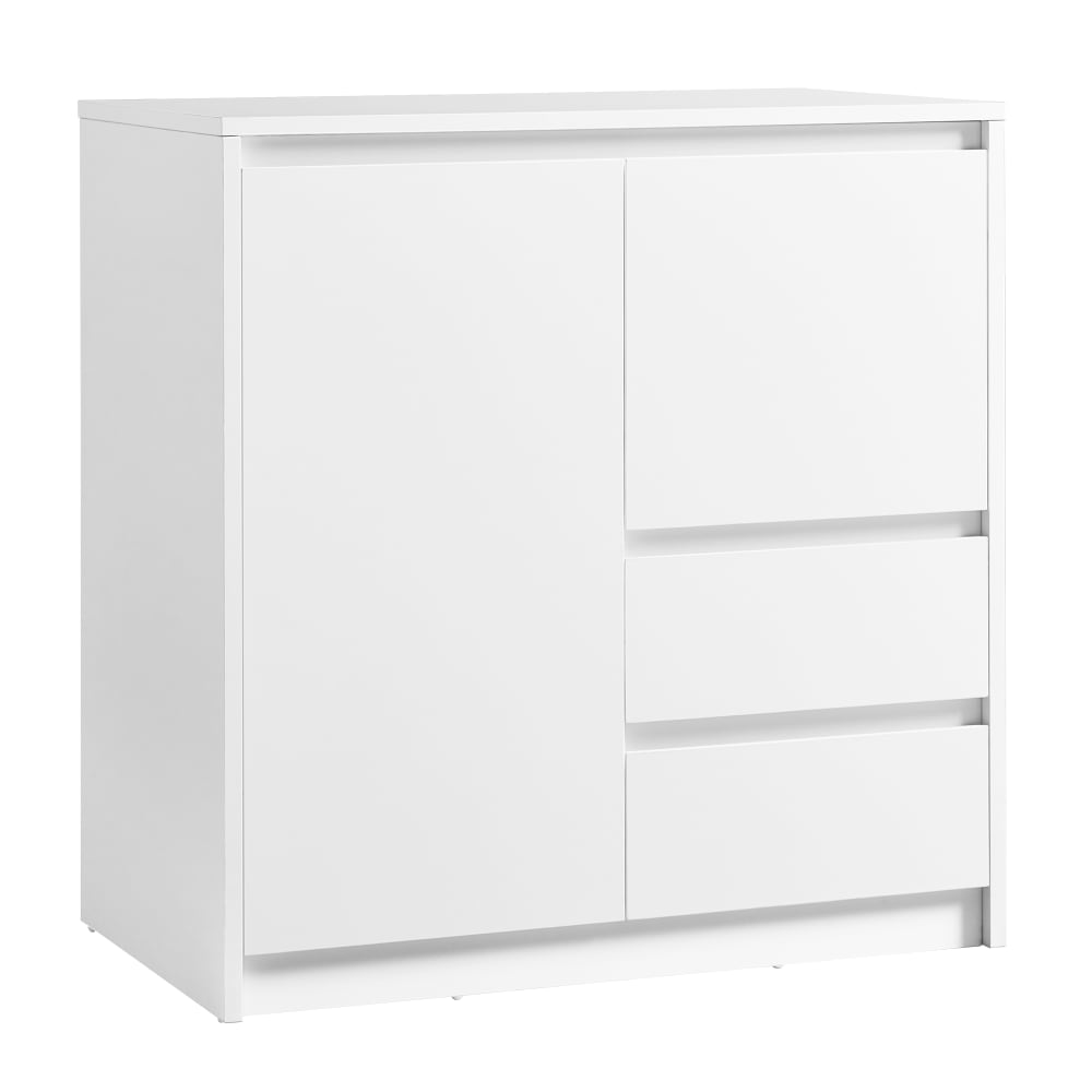 Petit buffet KAILYN blanc 70 cm avec 2 portes et 2 tiroirs