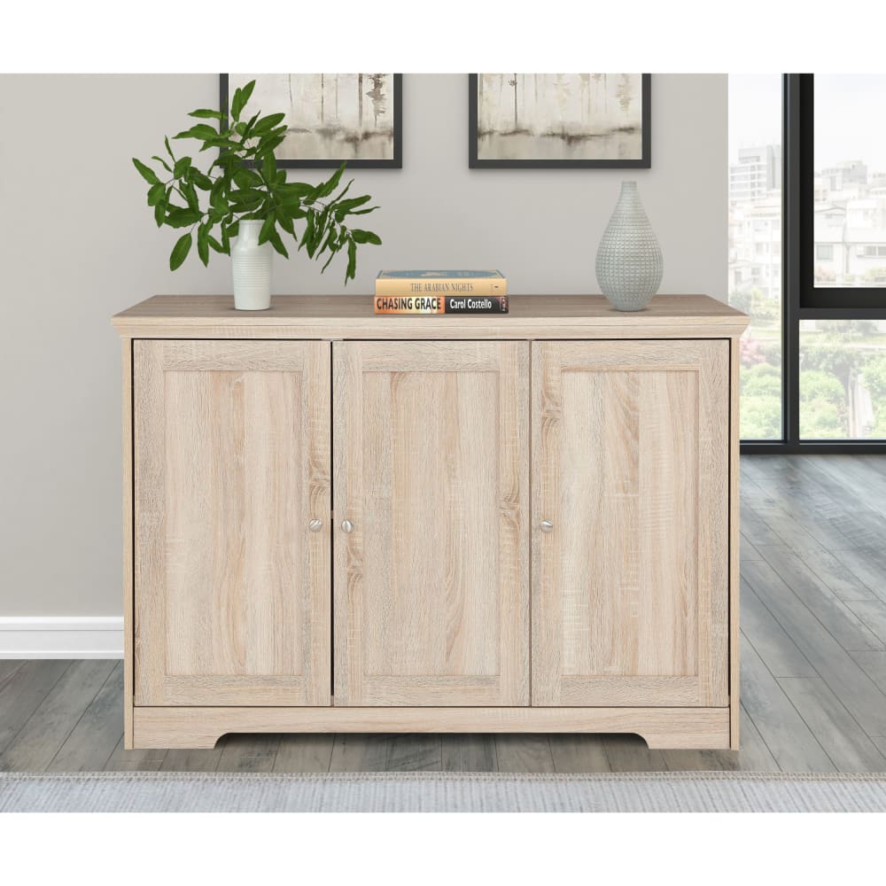 Détail des portes effet chêne du buffet NANNA