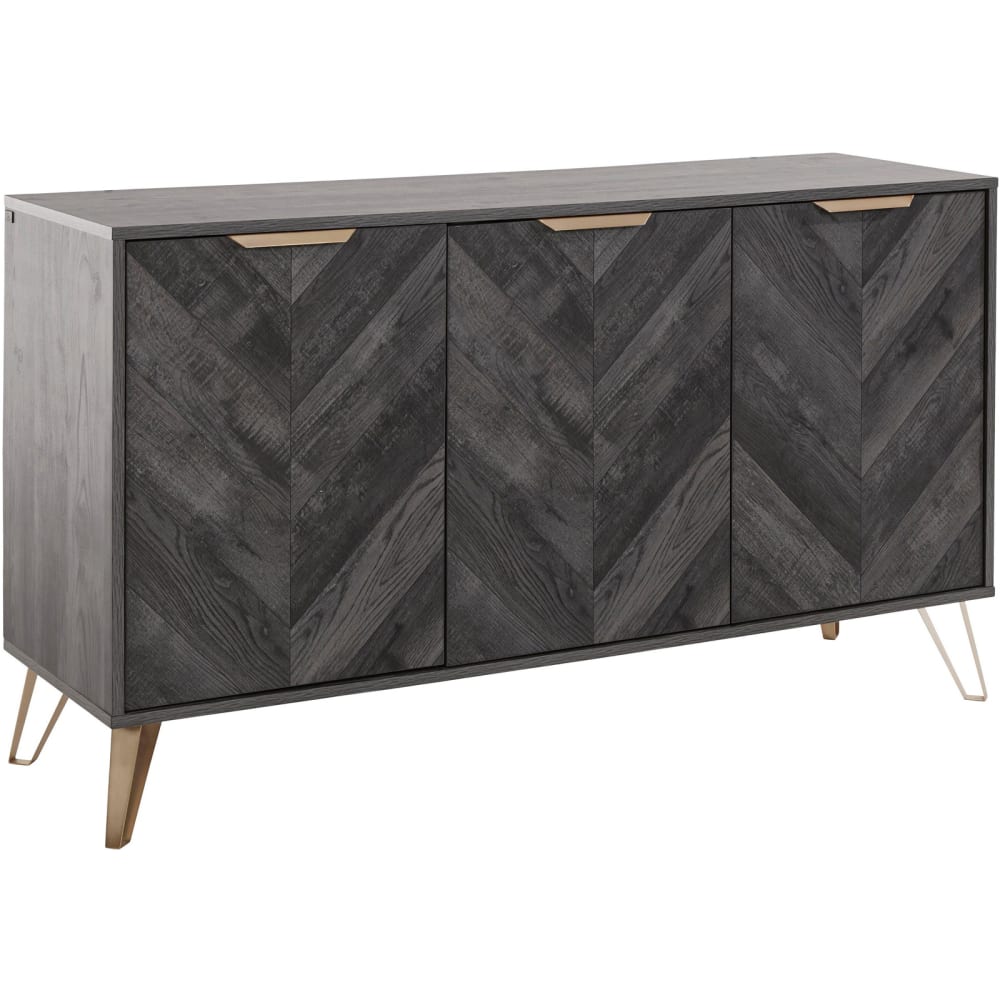 Buffet FUJI effet bois foncé 3 portes et pieds épingle