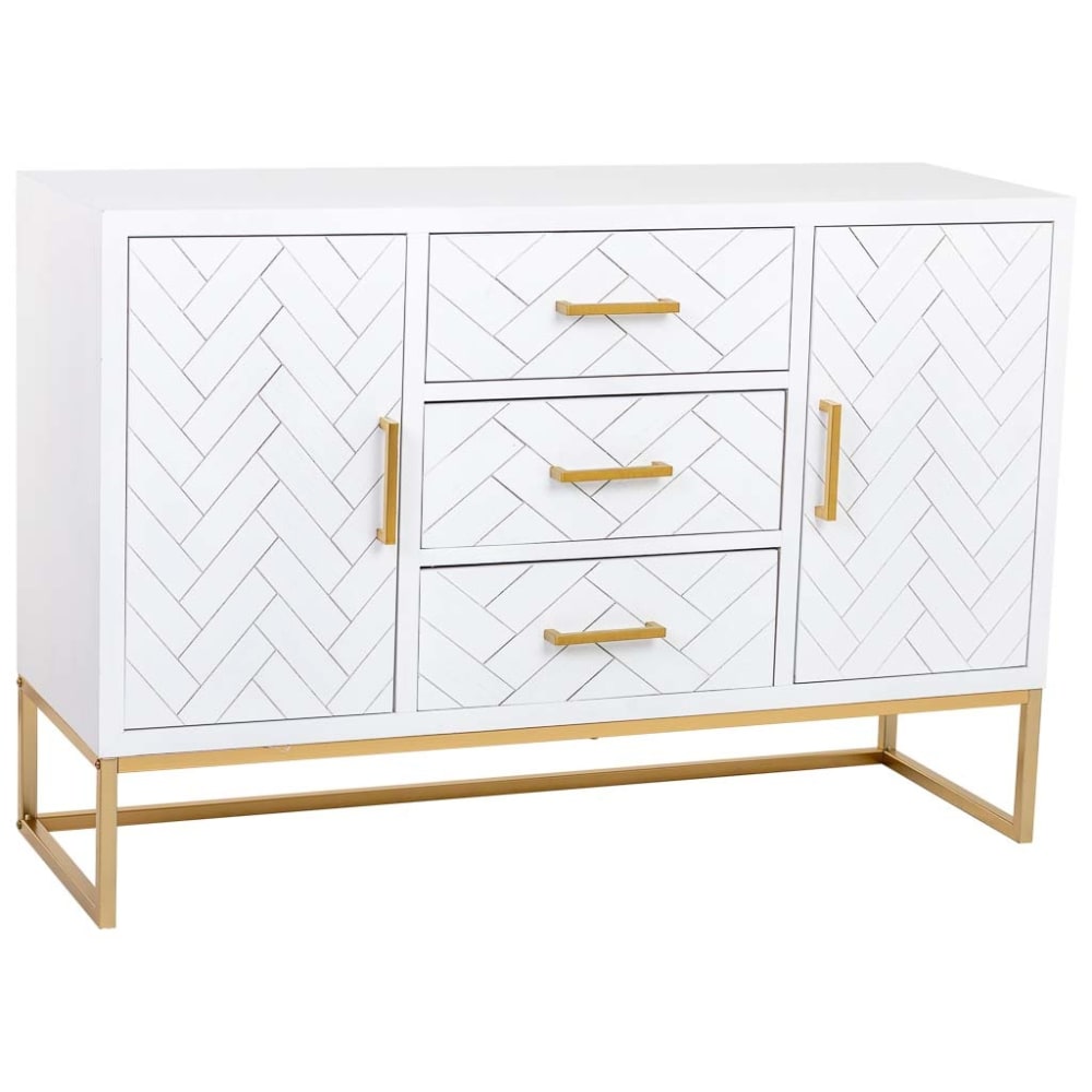 Buffet enfilade MARTA bois et métal 120 cm avec 3 tiroirs et 2 portes