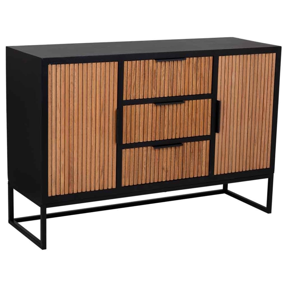 Buffet industriel SAORI 120 cm avec 3 tiroirs et 2 portes
