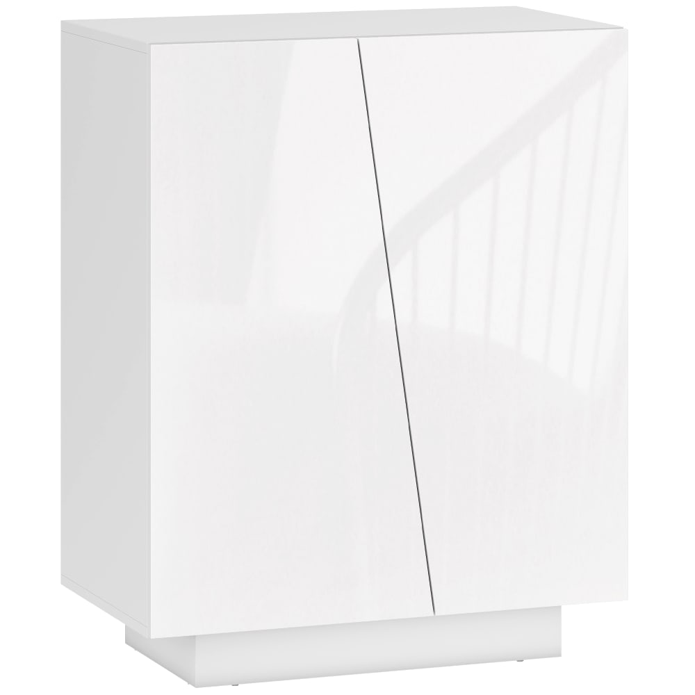 Petit buffet HOMCOM blanc brillant 70 cm avec placards fermés