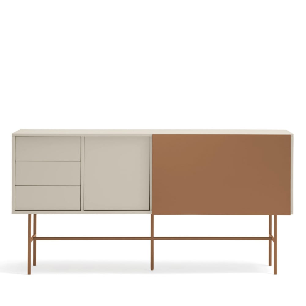 Buffet enfilade NUBE marron argile 180 cm avec porte coulissante et 3 tiroirs