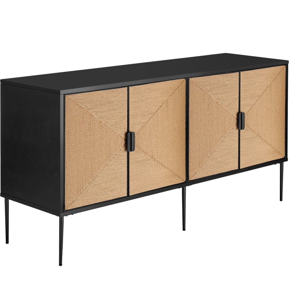 Détail de la texture jute des portes du buffet JUNA