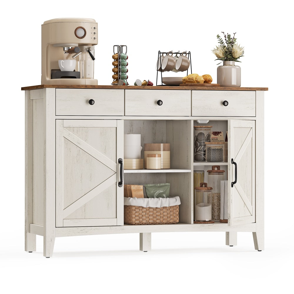 Buffet VASAGLE blanc rustique et marron miel 115 cm à 2 portes