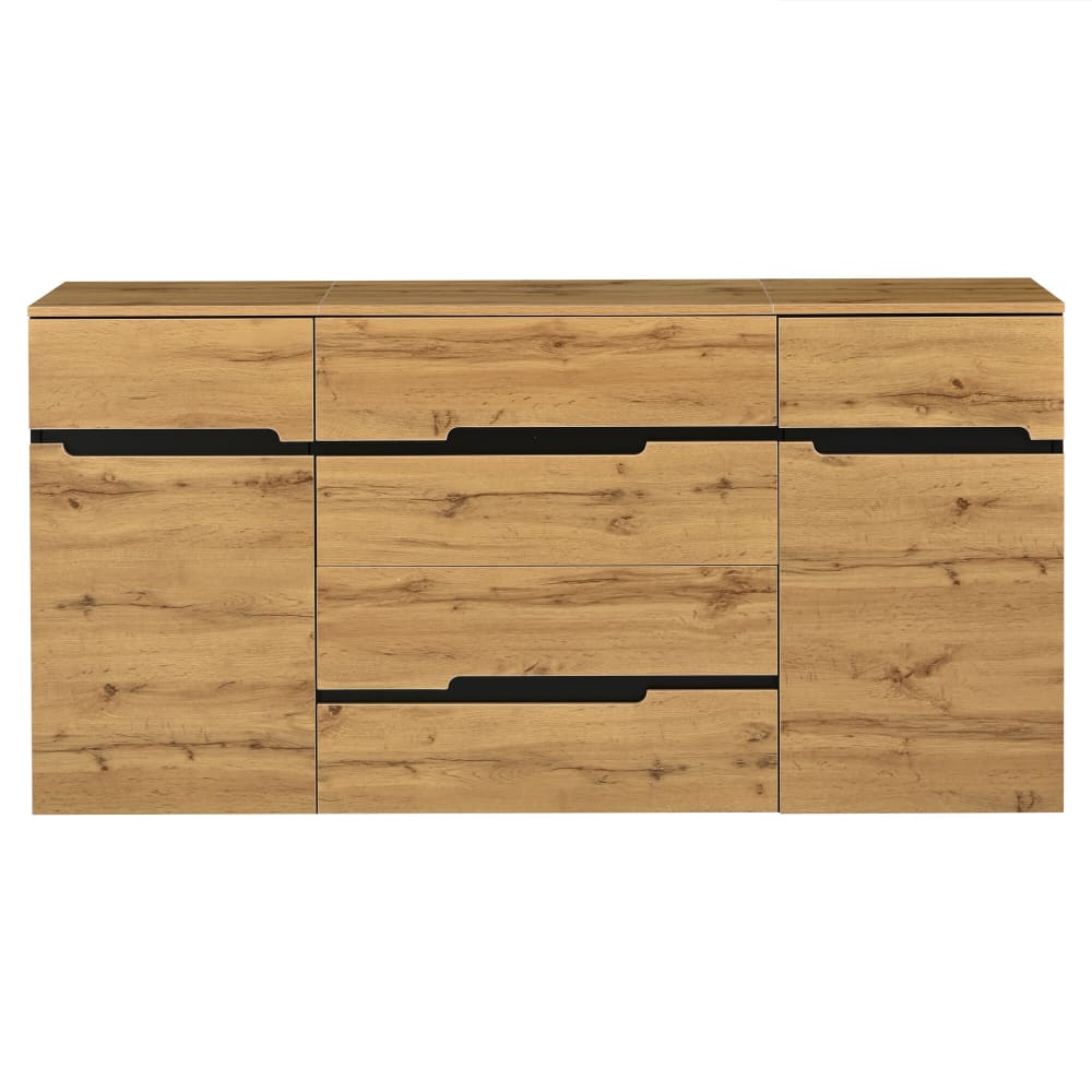 Buffet bas URBAN MEUBLE bois et noir 160 cm avec 4 tiroirs et 2 portes