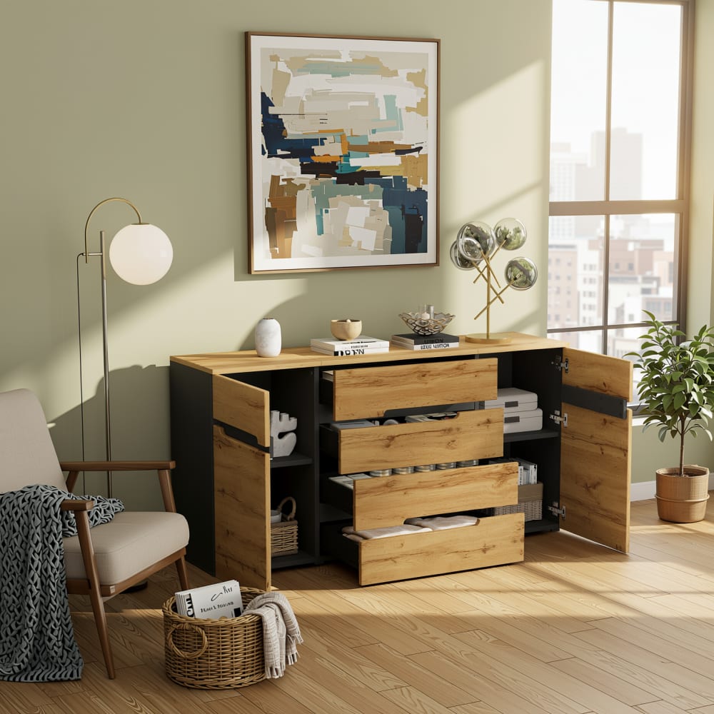 Buffet URBAN MEUBLE placards latéraux ouverts