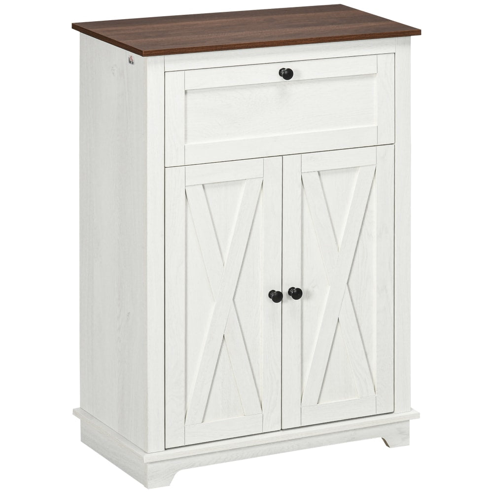 Petit buffet HOMCOM blanc style campagne 60 cm avec tiroir