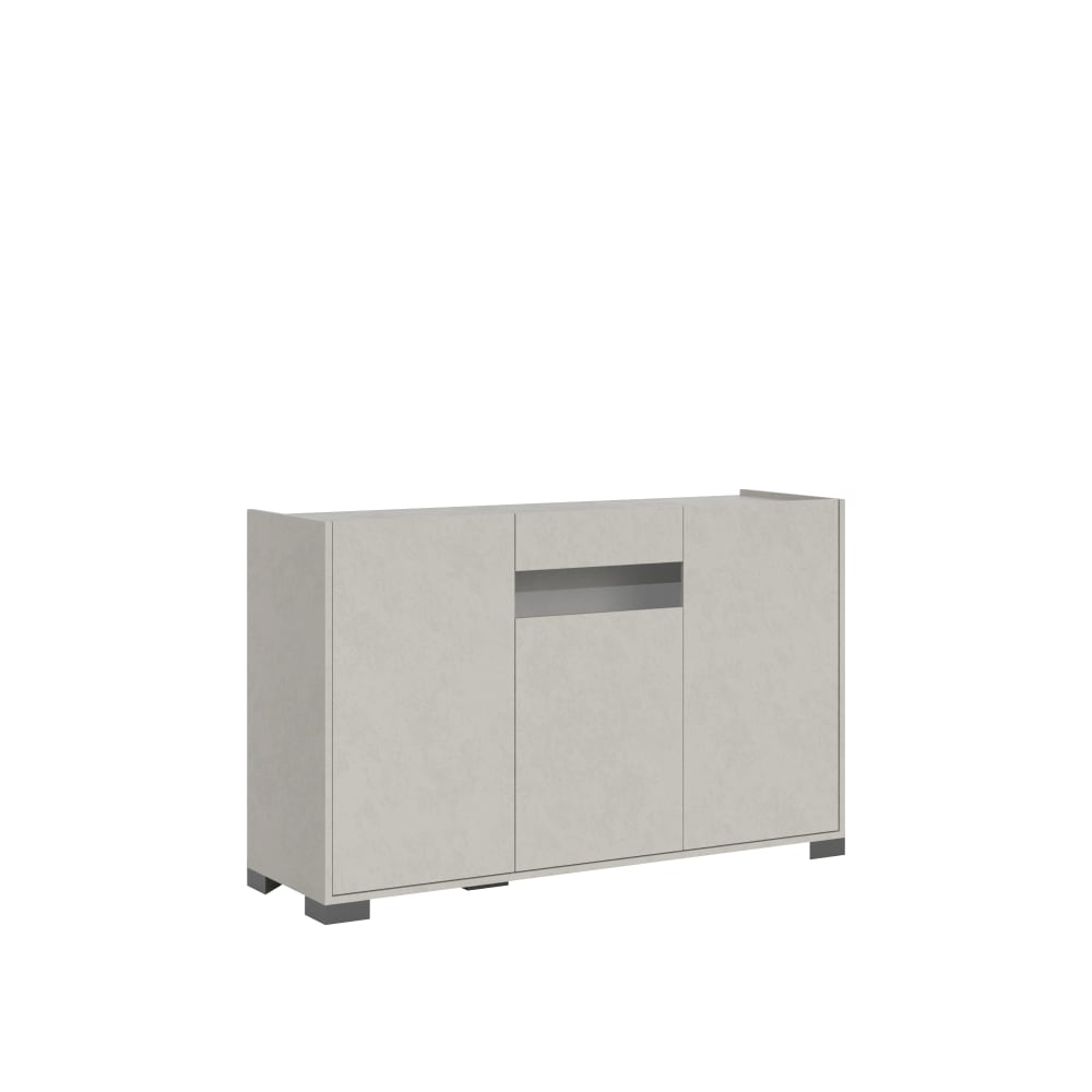 Buffet bas RIFLESSO effet bois cachemire avec verre fumé 130 cm