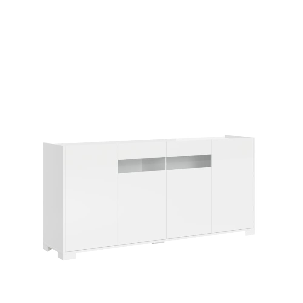 Buffet enfilade RIFLESSO blanc brillant 172 cm avec portes en verre fumé