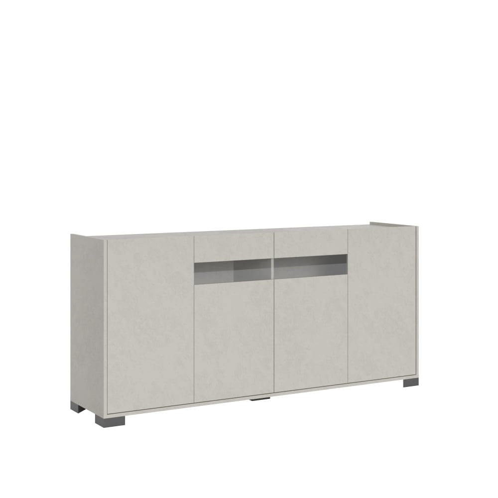 Grand buffet RIFLESSO effet bois cachemire 172 cm avec portes en verre fumé