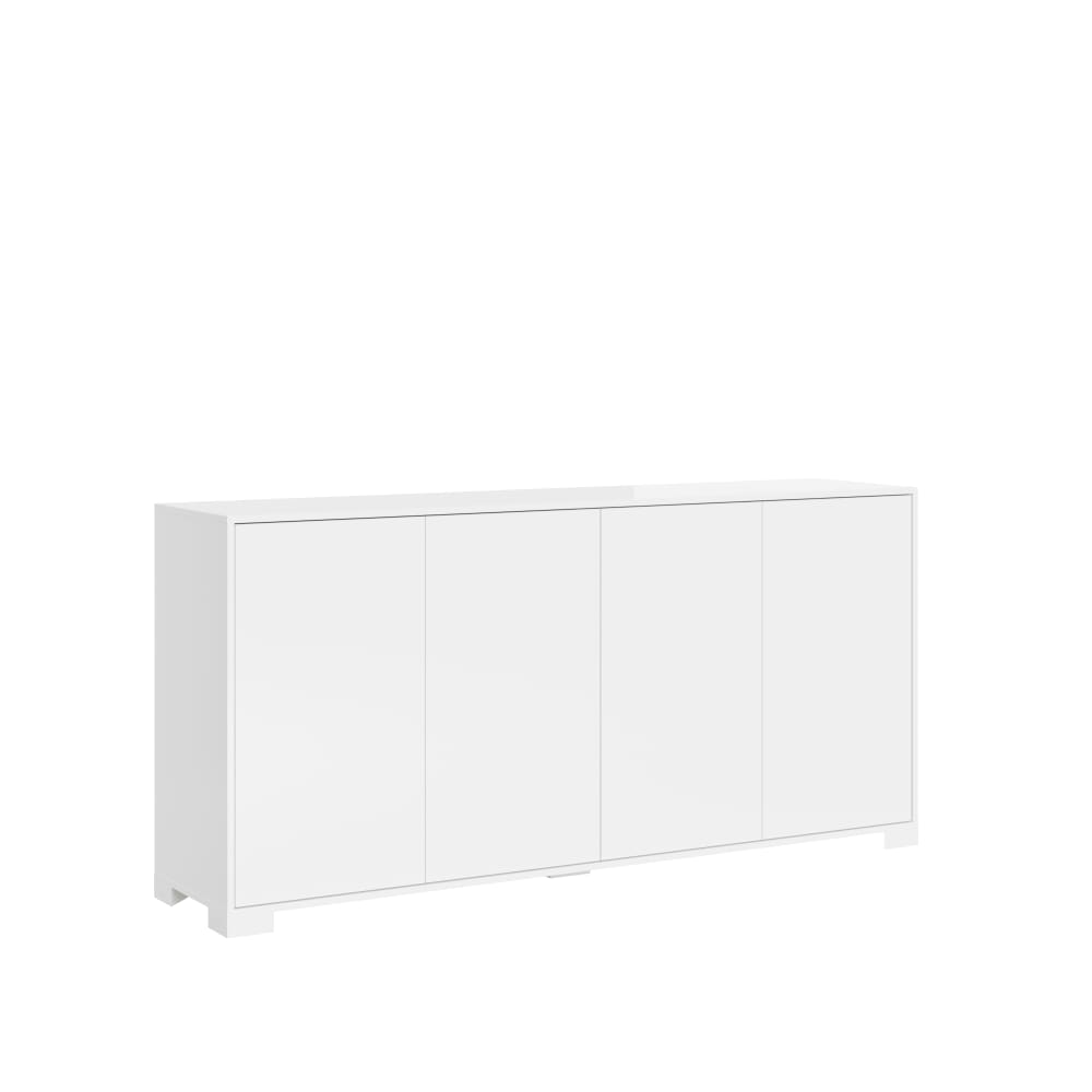 Grand buffet enfilade LUMINA blanc brillant 172 cm avec 4 portes