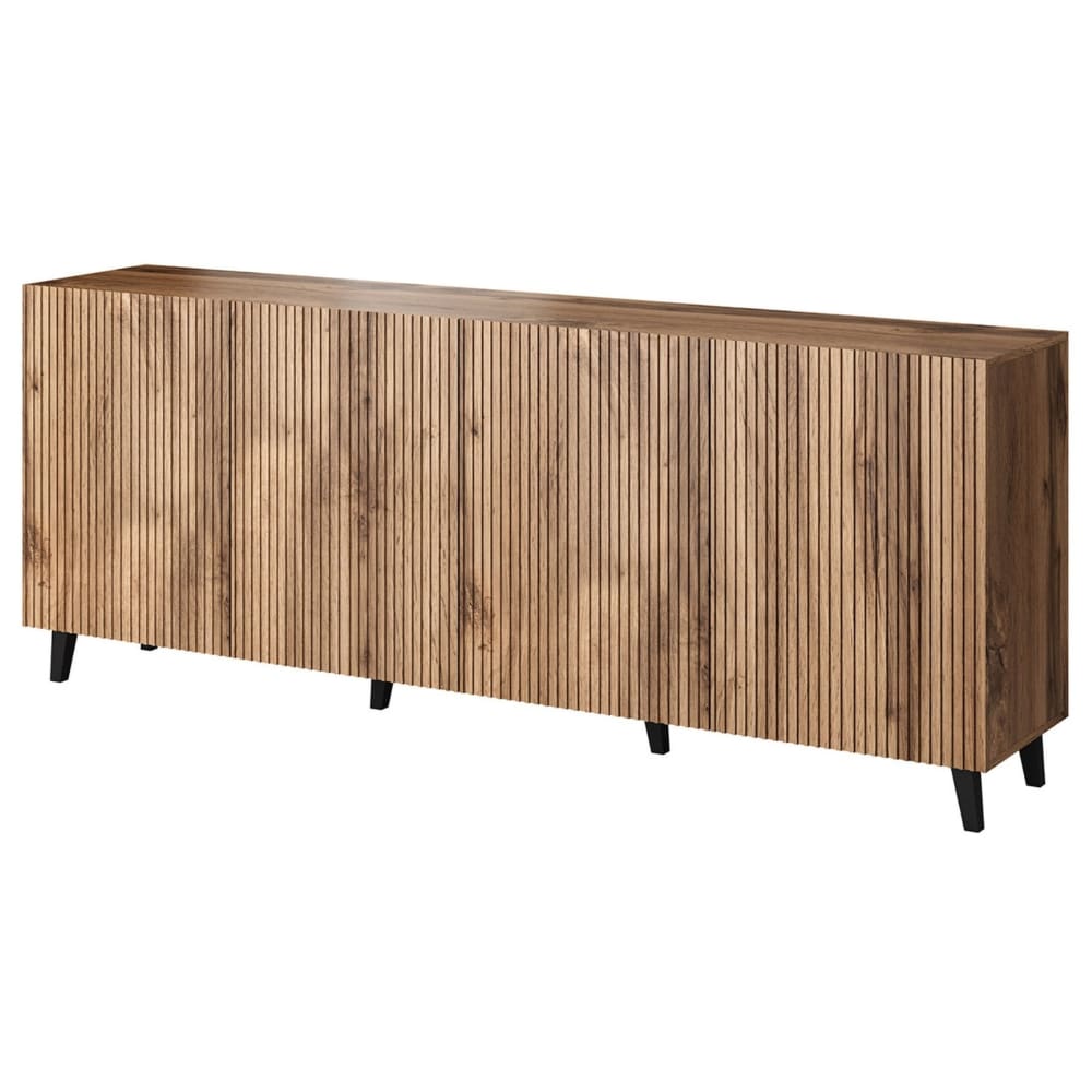 Grand buffet COME 4 portes effet bois marron 200 cm