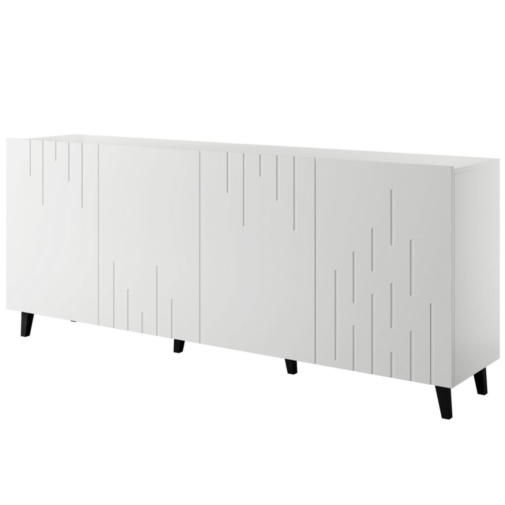 Grand buffet bas contemporain 4 portes blanc mat 200 cm - SPIRO
