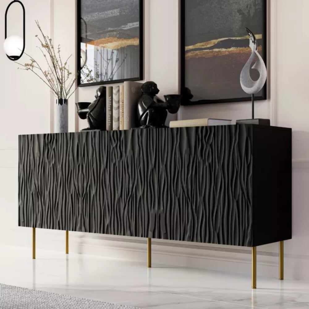 Détail du décor en relief du buffet MOKT