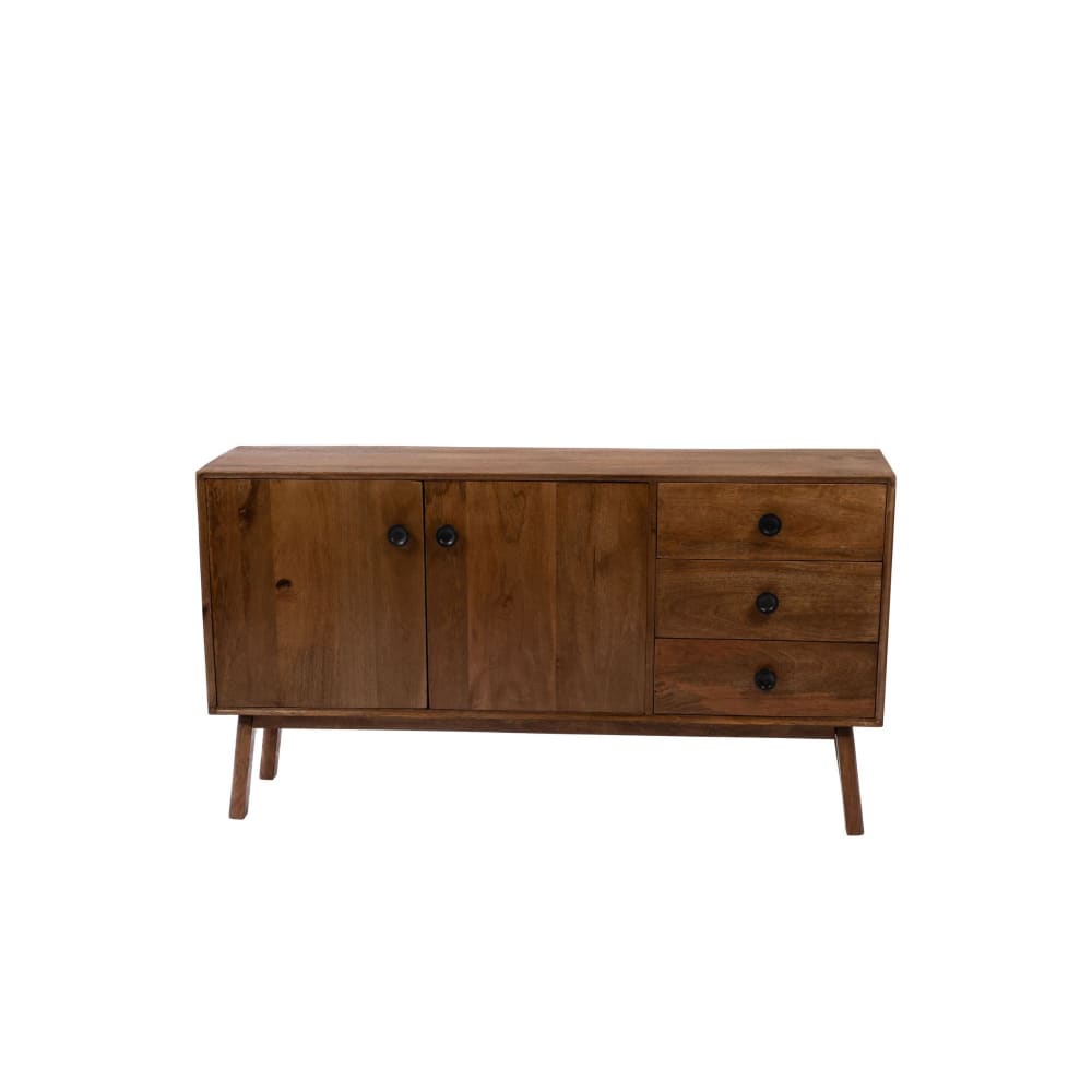 Buffet bas GIL en manguier massif 150 cm avec 2 portes et 3 tiroirs