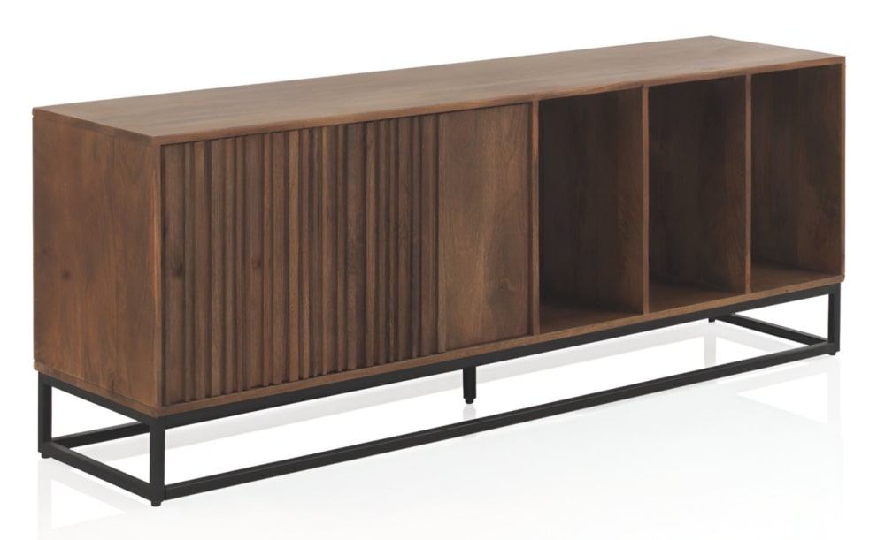 Buffet bas GEESE HOME en manguier massif 170 cm à façade cannelée