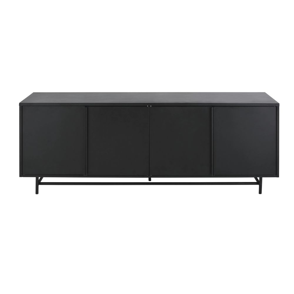Buffet bas enfilade WATKIN en métal noir mat 170 cm avec 4 portes