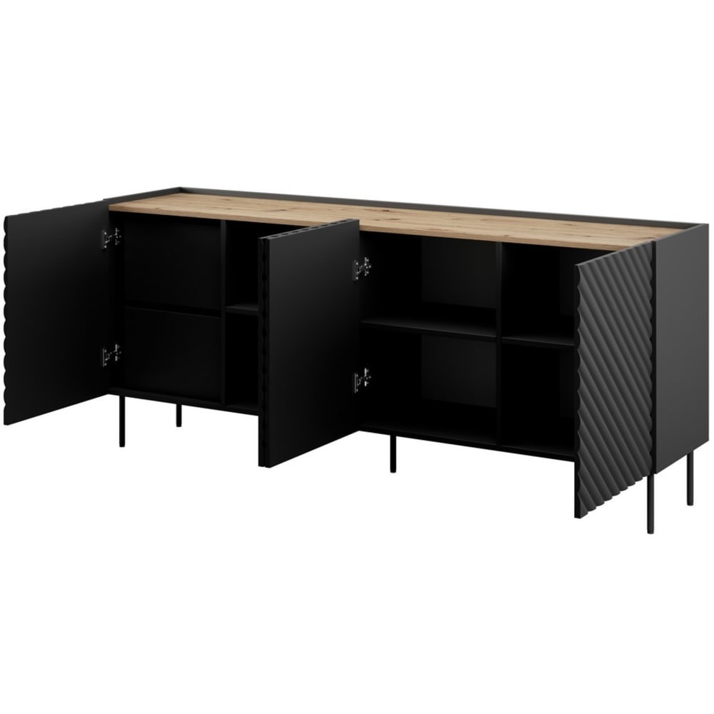 Buffet EMILE tiroirs et portes ouverts