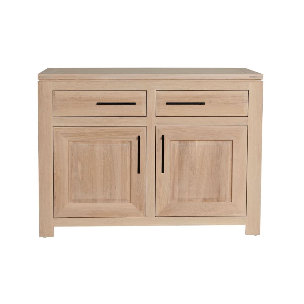 Buffet bas BOSTON en chêne blanchi 2 portes et 2 tiroirs 125 cm