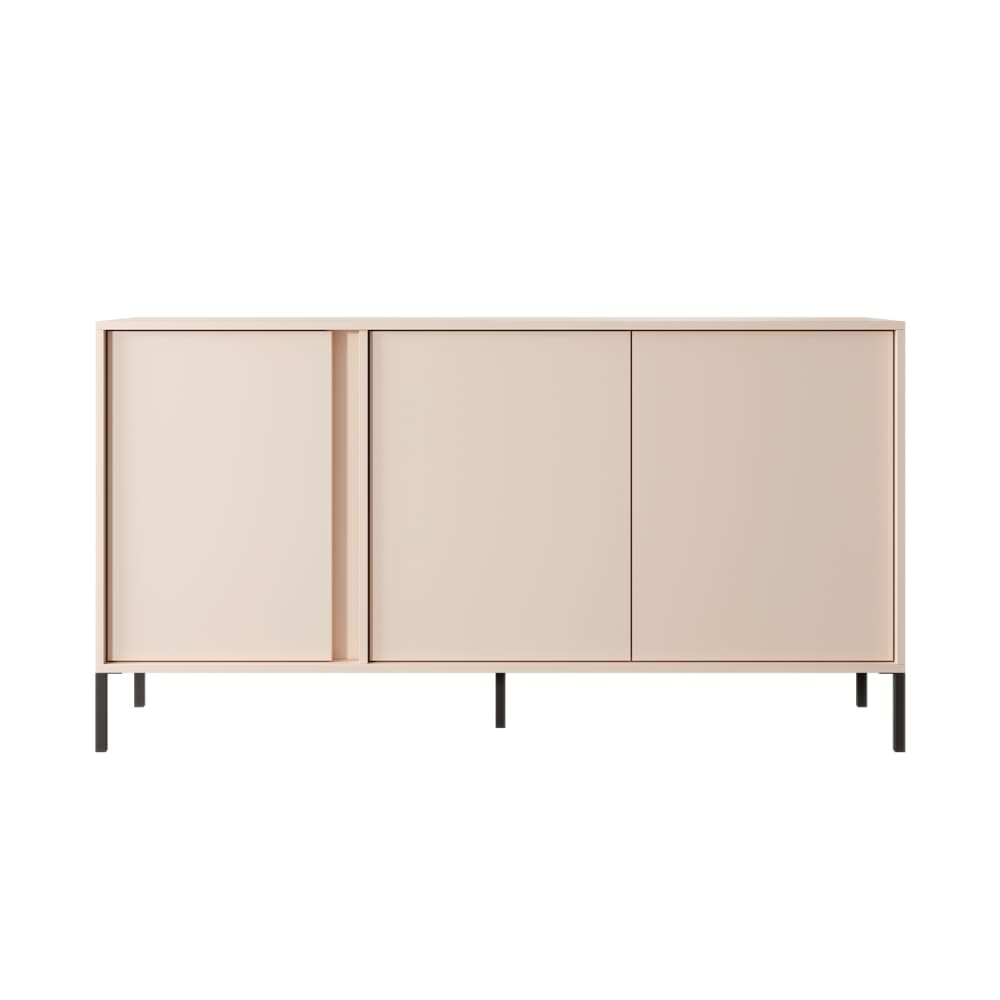 Buffet enfilade HULDA 3 portes beige mat 153 cm